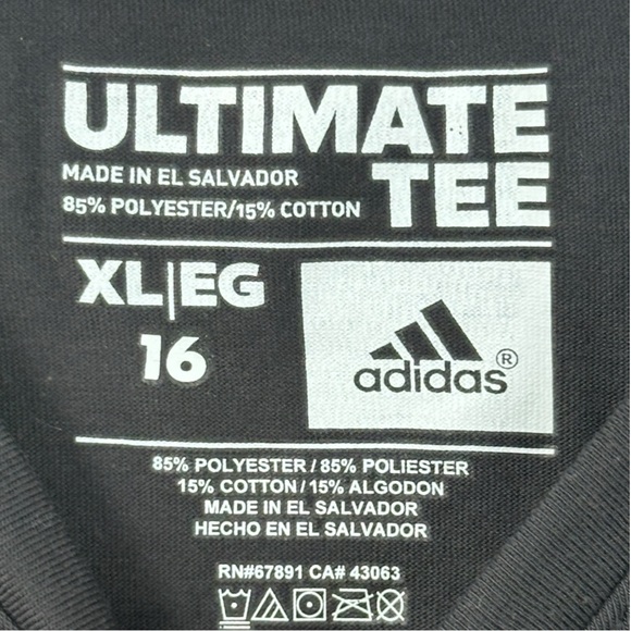 Adidas Youth Girls Climalite Ultimate V-Neck Short Sleeve Tee Black Size XL - Picture 9 of 11